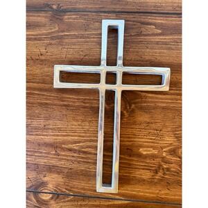 Large Pewter Silver Cross to Hang on Wall